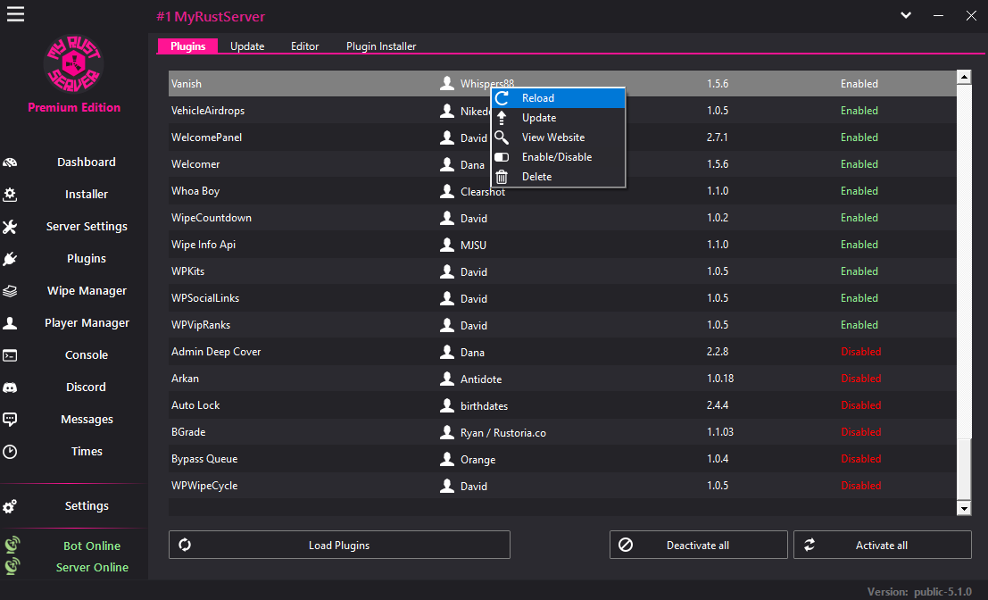 MyRustServer screenshot 11 – Rust server manager for Windows