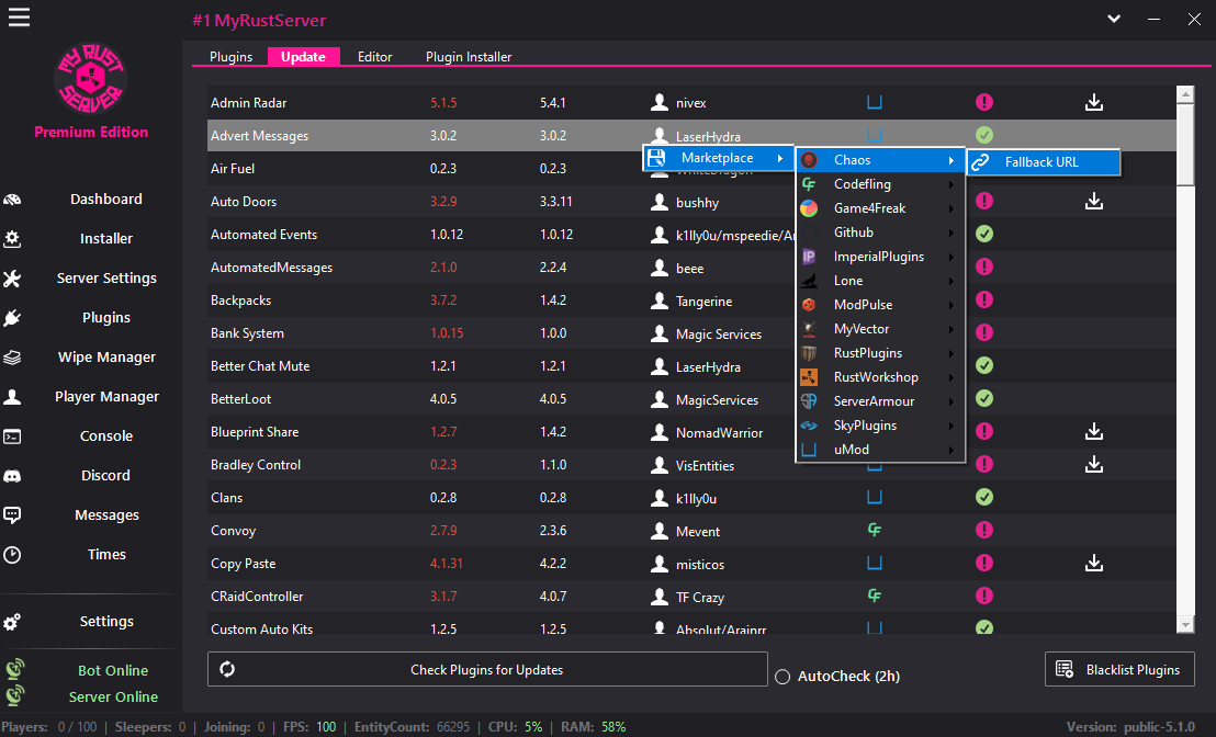 MyRustServer screenshot 12 – Rust server manager for Windows