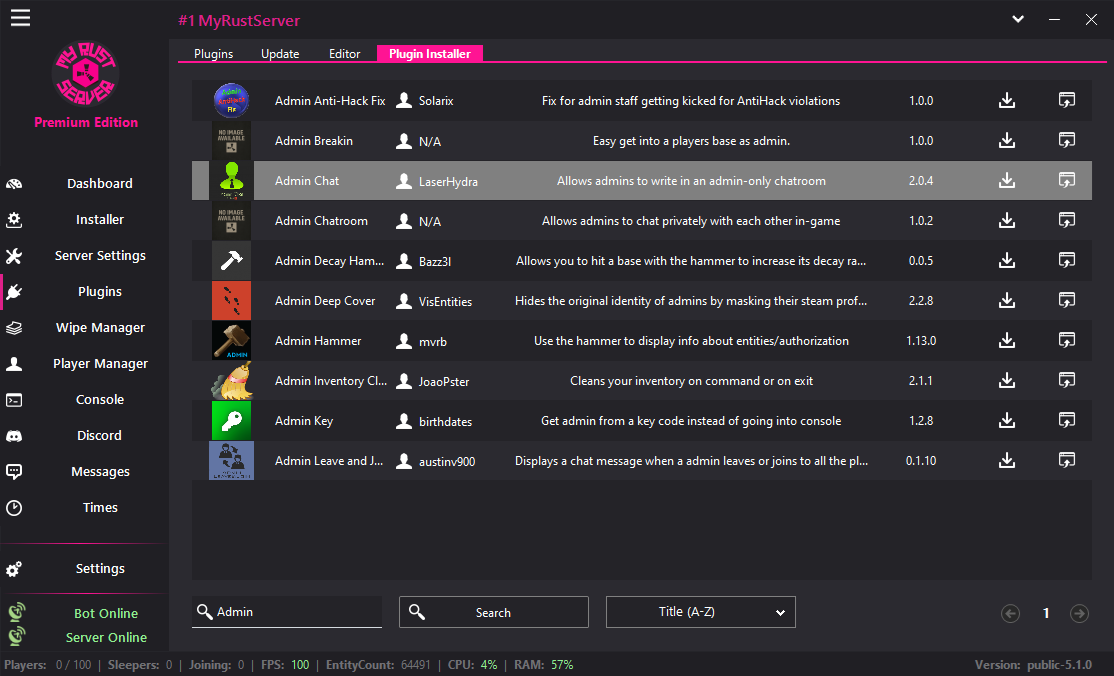 MyRustServer screenshot 14 – Rust server manager for Windows