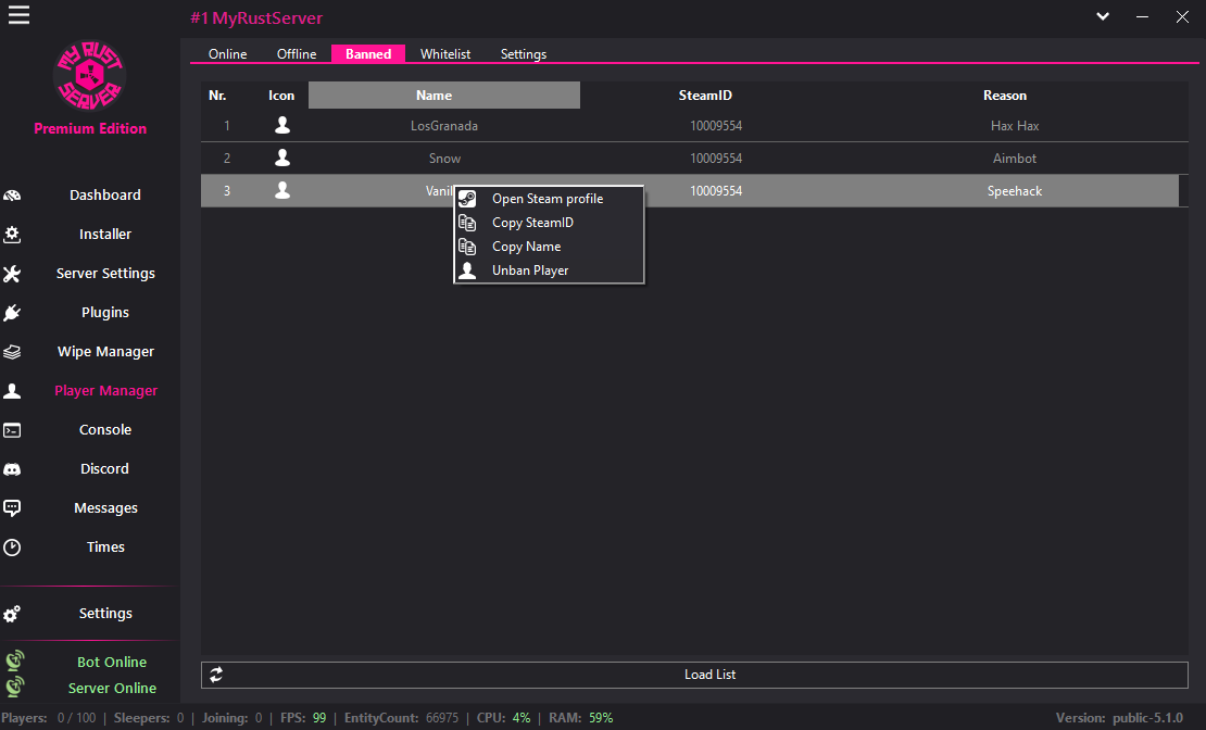 MyRustServer screenshot 22 – Rust server manager for Windows