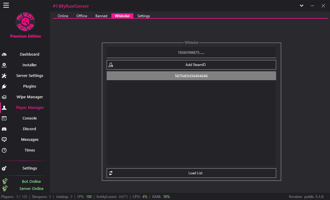 MyRustServer screenshot 23 – Rust server manager for Windows
