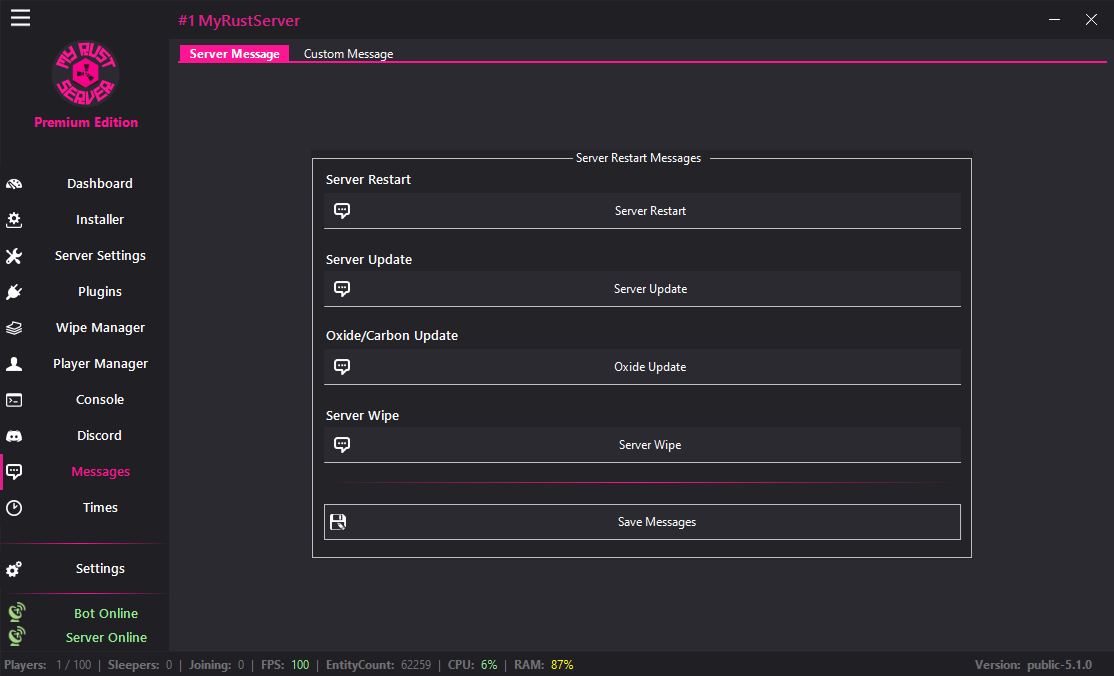 MyRustServer screenshot 32 – Rust server manager for Windows