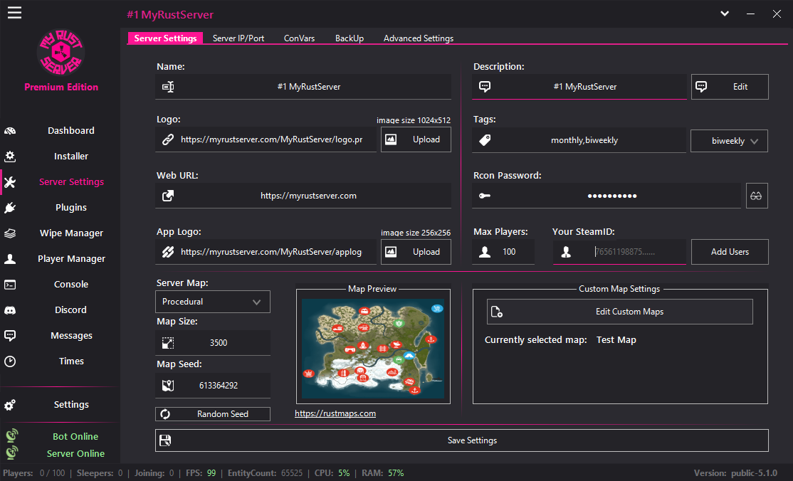 MyRustServer screenshot 6 – Rust server manager for Windows
