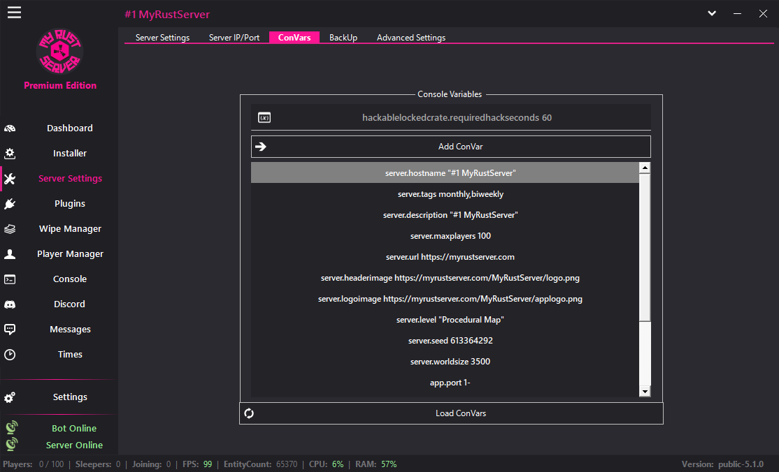 MyRustServer screenshot 8 – Rust server manager for Windows